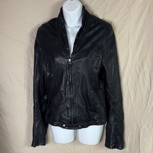 Improvd lamb skin leather moto jacket women’s size medium black